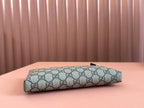 RUBBER EFFECT SMALL WALLET ON CHAIN 22.5 IN BEIGE AND DARK BROWN GG CALFSKIN