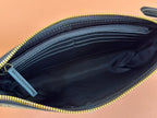 RUBBER EFFECT SMALL WALLET ON CHAIN 22.5 IN BEIGE AND DARK BROWN GG CALFSKIN