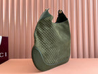 B LARGE SHOULDER BAG 49 IN ARMY GREEN GG EMBOSSED SUEDE
