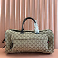 GG SMALL DUFFLE BAG 42 IN BEIGE AND DARK BROWN GG CANVAS