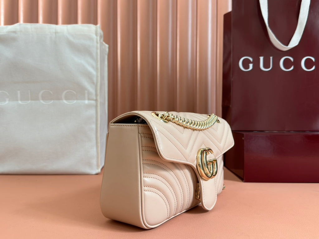 MARMONT MEDIUM SHOUDER BAG 26 IN LIGHT BEIGE CALFSKIN