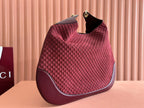 B LARGE SHOULDER BAG 49 IN ROSSO ANCORA RED GG EMBOSSED SUEDE