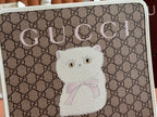 CHILDREN'S PRINTED BIG CAT TOTE BAG 28.5 IN BEIGE AND DARK BROWN GG CANVAS WHITE TRIM