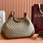 B MEDIUM SHOULDER BAG 42 IN BEIGE AND DARK BROWN GG CANVAS