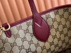MEDIUM TOTISSIMA REVERSIBLE TOTE BAG 30 IN ROSSO ANCORA RED CALFSKIN BEIGE AND BROWN GG CANVAS ON SIDE