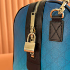 GUCCI CHROMA LARGE DUFFLE BAG 45 BLUE IN GG MONOGRAM CANVAS