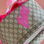 GUCCI MEDIUM BACKPACK WITH PRINT 41 PINK IN CALFSKIN