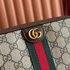 GG OPHIDIA SMALL CROSSBODY BAG 24 IN BEIGE CANVAS AND BROWN CALFSKIN