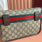 GUCCI NEO VINTAGE TIGER HEAD CROSSBODY BAG 24 IN CANVAS BROWN LEATHER TRIM