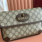 GUCCI NEO VINTAGE TIGER HEAD CROSSBODY BAG 24 IN CANVAS BROWN LEATHER TRIM