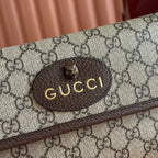 GUCCI NEO VINTAGE TIGER HEAD CROSSBODY BAG 24 IN CANVAS BROWN LEATHER TRIM