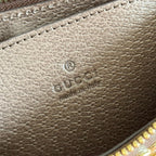 OPHIDIA SMALL SHOULDER BAG 26 IN BEIGE AND DARK BROWN CANVAS