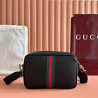 GUCCI 25S OPHIDIA CROSSBODY BAG 28 IN BLACK CALFSKIN