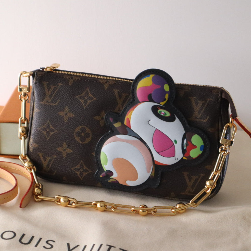 PANDA POCHETTE BAG 22 IN BROWN MONOGRAM COATED CANVAS