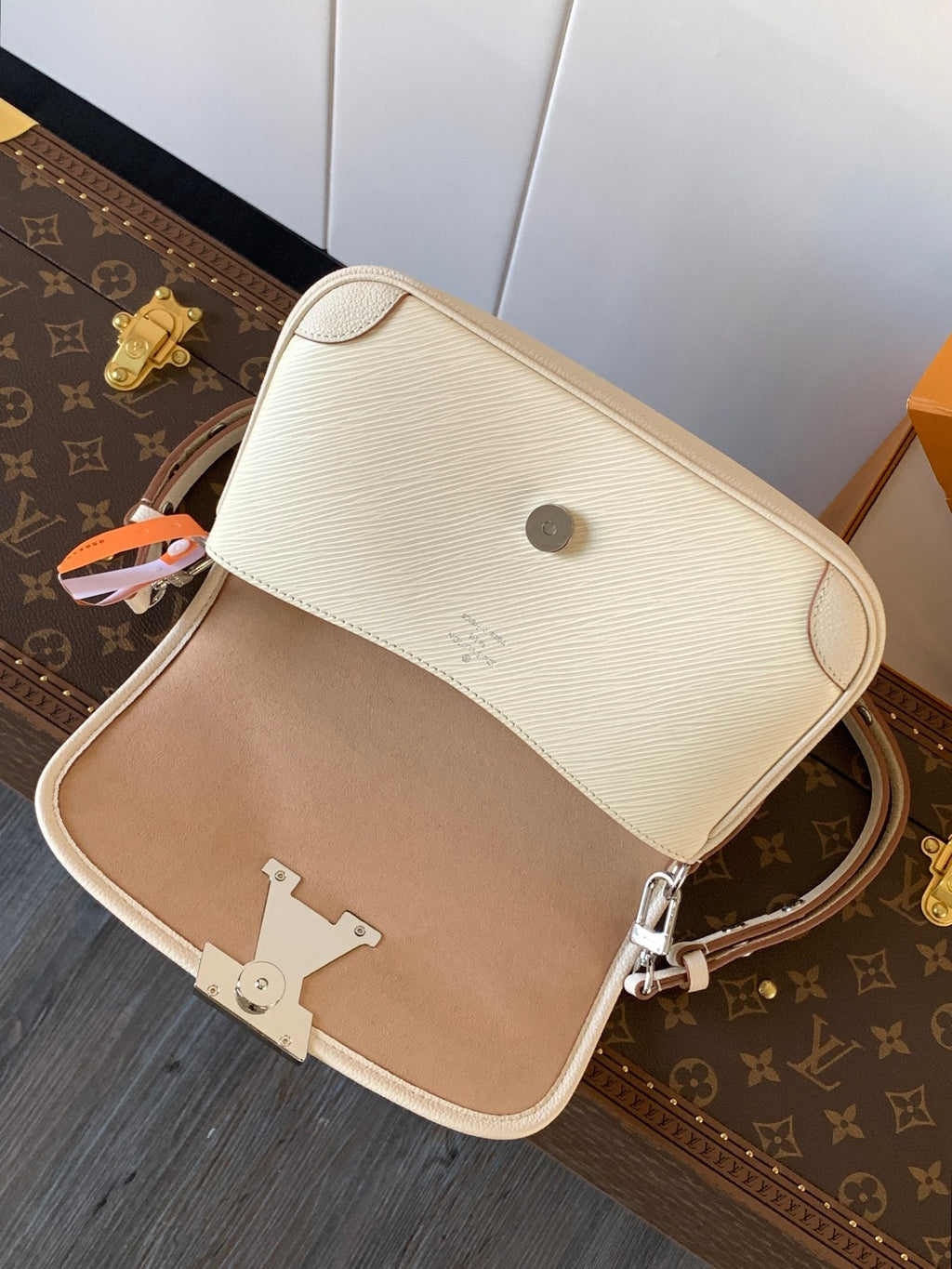 BUCI BAG 24 IN QUARTZ WHITE EPI GRAIN COWHIDE