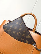 MARELLE TOTE BB BAG 30 IN BRONZE BROWN EPI GRAIN COWHIDE LEATHER