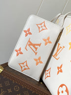 NEVERFULL MM TOTE BAG 32 IN WHITE MIX ORANGE CALFSKIN