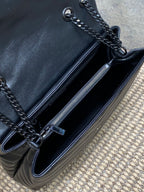 LOULOU SHOULDER BAG 32 IN BLACK QUILTED LAMBSKIN BLACK HARDWARE