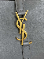 LE 5 À 7 SMALL SUPPLE 22 IN NEPAL BLUE CALFSKIN GOLD BUCKLE