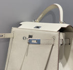 KELLY 25CM IN NATA EPSOM CALFSKIN SILVER HARDWARE