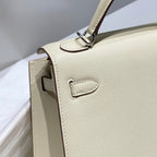KELLY 25CM IN NATA EPSOM CALFSKIN SILVER HARDWARE