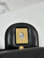MAXI SHOPPING BAG 36 IN BLACK LAMBSKIN GOLD METALLIC