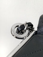 SHOULDER BAG 40 IN BLACK SOFT LAMBSKIN EMBOSSED LOGO SILVER HARDWARE