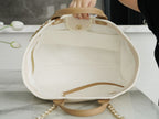 TOTE BAG 39 ATTACHED PEARL LOGO IN BEIGE CANVAS GOLD HARDWARE