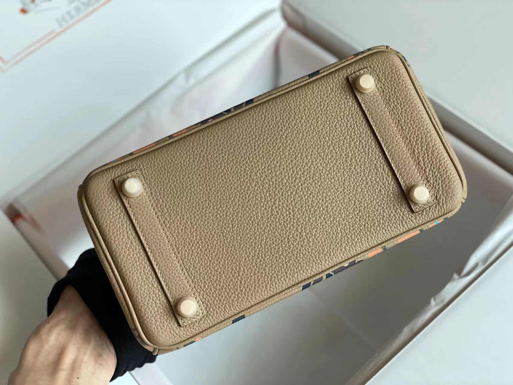 BIRKIN 25 BAG IN PEANUT BROWN CALFSKIN WITH COLORFUL STICKER (MADE-TO-ODER)