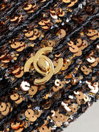 CLASSIC FLAP BAG 21 IN BROWN MIX BLACK SEQUINS