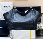 LARGE MAXI SHOPPING BAG 59 IN BLACK CALFSKIN GOLD-TONE METAL