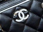 MEITO BOSTON MATELASSE CAVIAR SHOULDER HANDBAG 18 IN BLACK LAMBSKIN