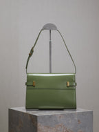 MANHATTAN SMALL 24 IN OLIVE GREEN SMOOTH LAMBSKIN GOLD HARDWARE