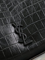 NIKI SHOPPING BAG 33 IN BLACK CROCODILE-EMBOSSED CALFSKIN