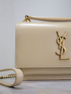 SUNSET SMALL BAG 19 IN BEIGE CALFSKIN GOLD HARDWARE