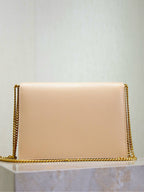 CASSANDRA CHAIN BAG 22 IN APRICOT CAVIAR PATTERN CALFSKIN GOLD HARDWARE