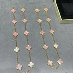CLOVER 10 MOTIFS PINK MOP NECKLACE