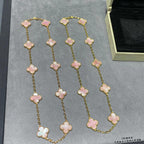CLOVER 10 MOTIFS PINK MOP NECKLACE