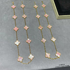 CLOVER 10 MOTIFS PINK MOP NECKLACE