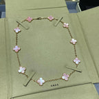 CLOVER 10 MOTIFS PINK MOP NECKLACE