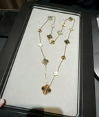 DETACHABLE CLOVER 15(11+4) FLOWER ROSE GOLD NECKLACE SET