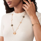 DETACHABLE CLOVER 15(11+4) FLOWER ROSE GOLD NECKLACE SET