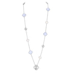 DETACHABLE CLOVER 15(11+4) FLOWER SILVER NECKLACE SET