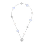 DETACHABLE CLOVER 15(11+4) FLOWER SILVER NECKLACE SET