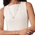 DETACHABLE CLOVER 15(11+4) FLOWER SILVER NECKLACE SET
