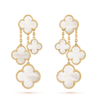 CLOVER EARRINGS WHITE MOP 4 MOTIFS GOLD