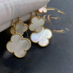 CLOVER EARRINGS WHITE MOP 4 MOTIFS GOLD