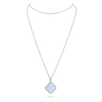 CLOVER SILVER CHALCEDONY BIG CLOVER NECKLACE