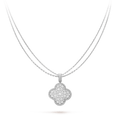 CLOVER 25MM SILVER FULL DIAMOND BIG CLOVER NECKLACE