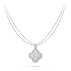CLOVER 25MM SILVER FULL DIAMOND BIG CLOVER NECKLACE